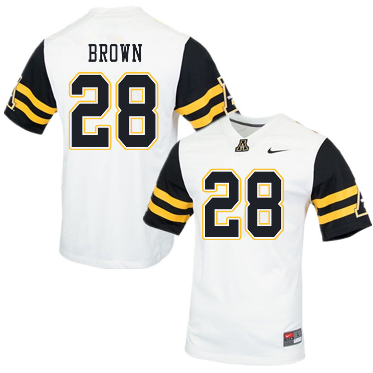 Men #28 KeSean Brown Appalachian State Mountaineers College Football Jerseys Sale-White